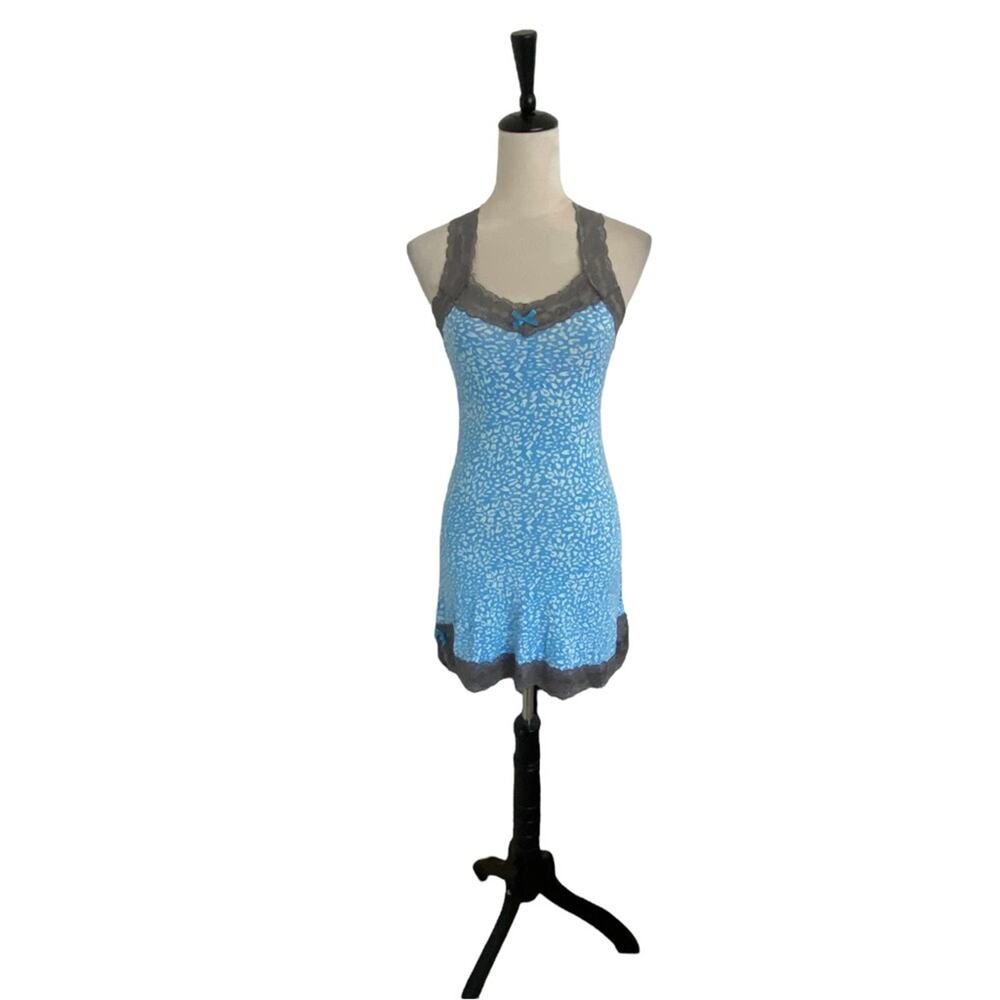 Honeyden Lace Trim Sleepwear Pajama Slip Blue